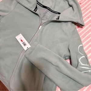Calvin Klein Performance Sage Green Fleece Zip Hoodie